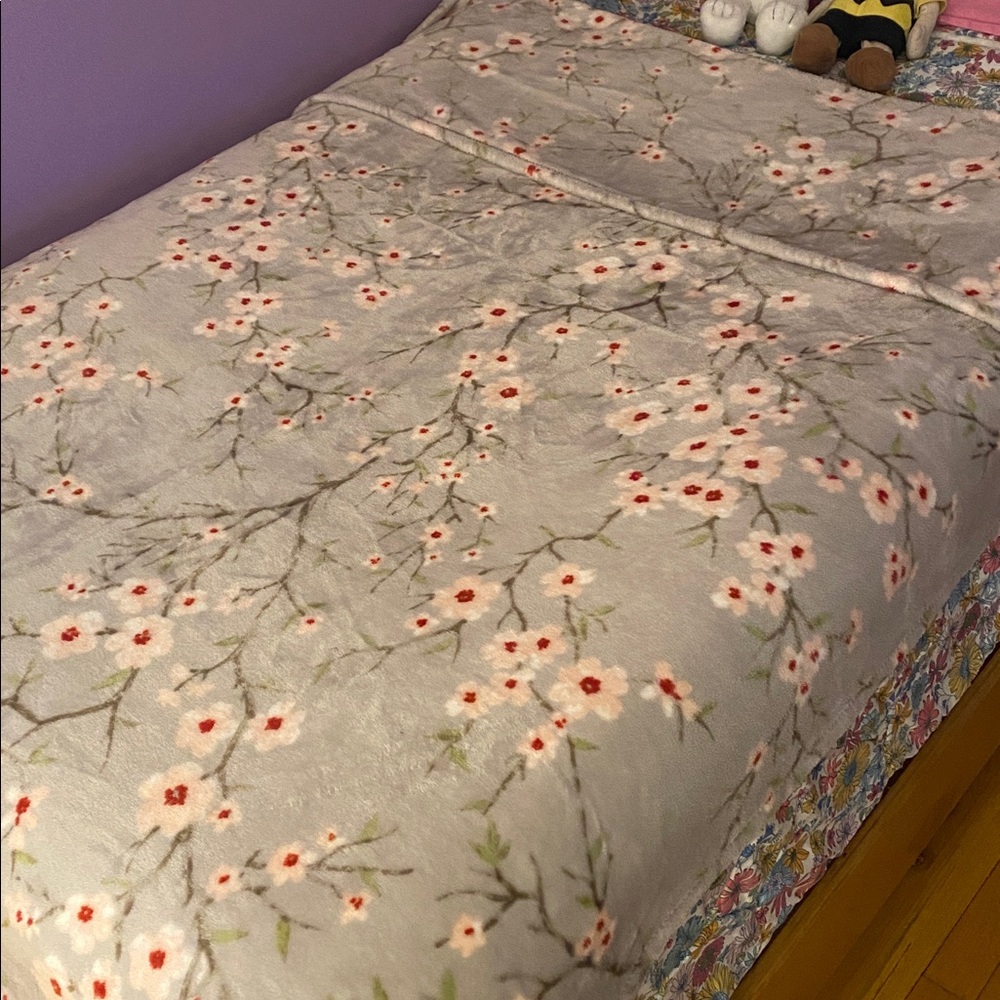Macy’s Cherry Blossom Print Fleece Throw Blanket